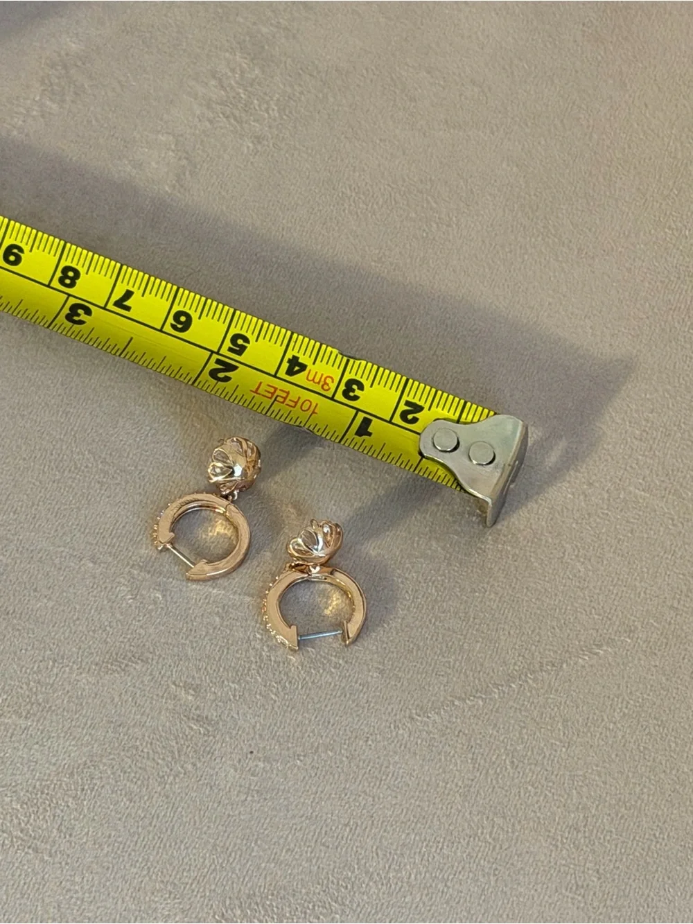 kate spade Rose Gold Hoop Earrings with Clear Crystal Drops
